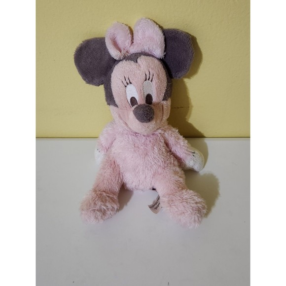 Disney Parks Pink Baby Minnie Mouse Bell Rattle Stuffed Plush 10 Inches PL - Picture 1 of 12